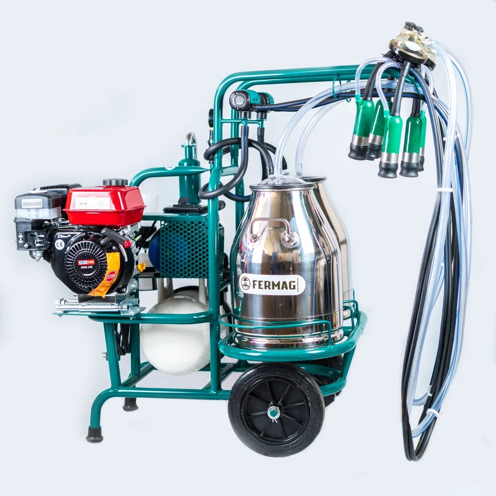 Aparat de muls PROFESIONAL cu 2 posturi, 2 bidoane inox 30 L, motor termic