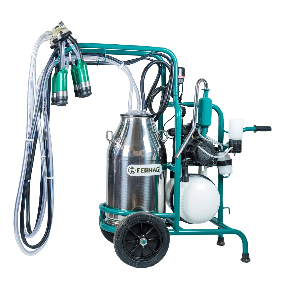 Aparat de muls vaci cu 2 posturi, 1 bidon inox 40 L, pulsator electronic, PROFESIONAL