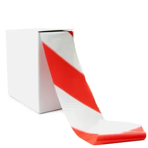 Bandă delimitare – Economy – 500m x 75mm (roșu/alb)