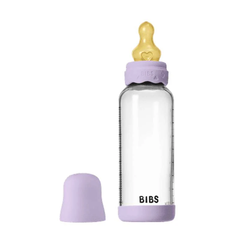 BIBS Bottle - Sutteflaskesæt - Glas - Boheme - Latex/Medium Flow/Rund - 240 ml. - Prun Sky