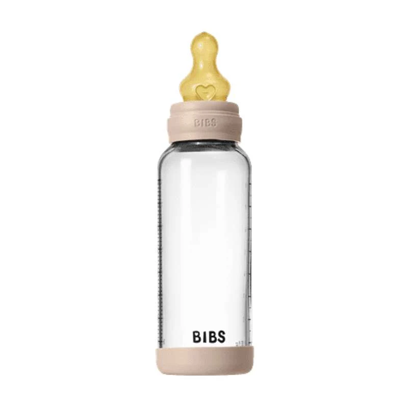 BIBS Bottle - Sutteflaskesæt - Glas - Latex/Medium Flow/Rund - 240 ml. - Blush