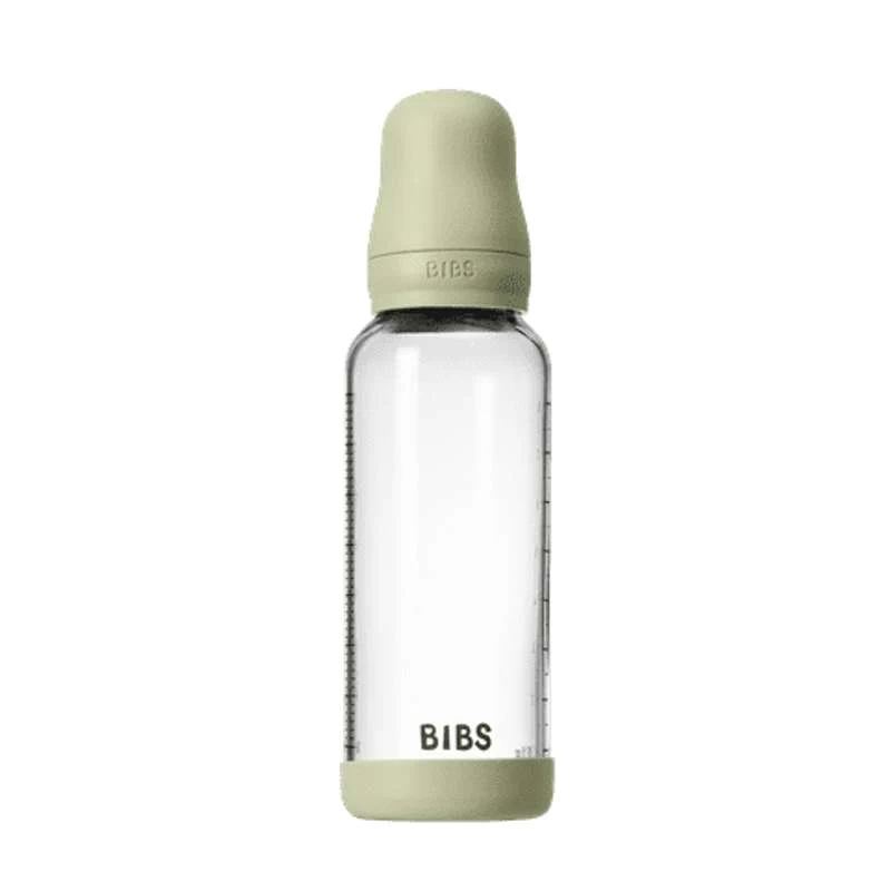 BIBS Bottle - Sutteflaskesæt - Glas - Latex/Medium Flow/Rund - 240 ml. - Sage