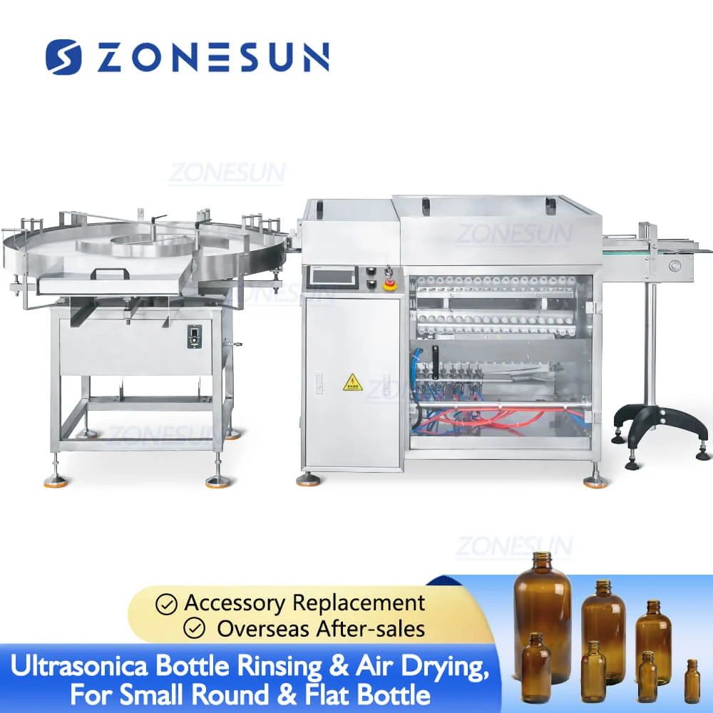 ZONESUN ZS-UWB5 Mașă de spălat automată de spălat sticle de sticlă din plastic cu mai multe capete cu ultrasunete cu sufla...