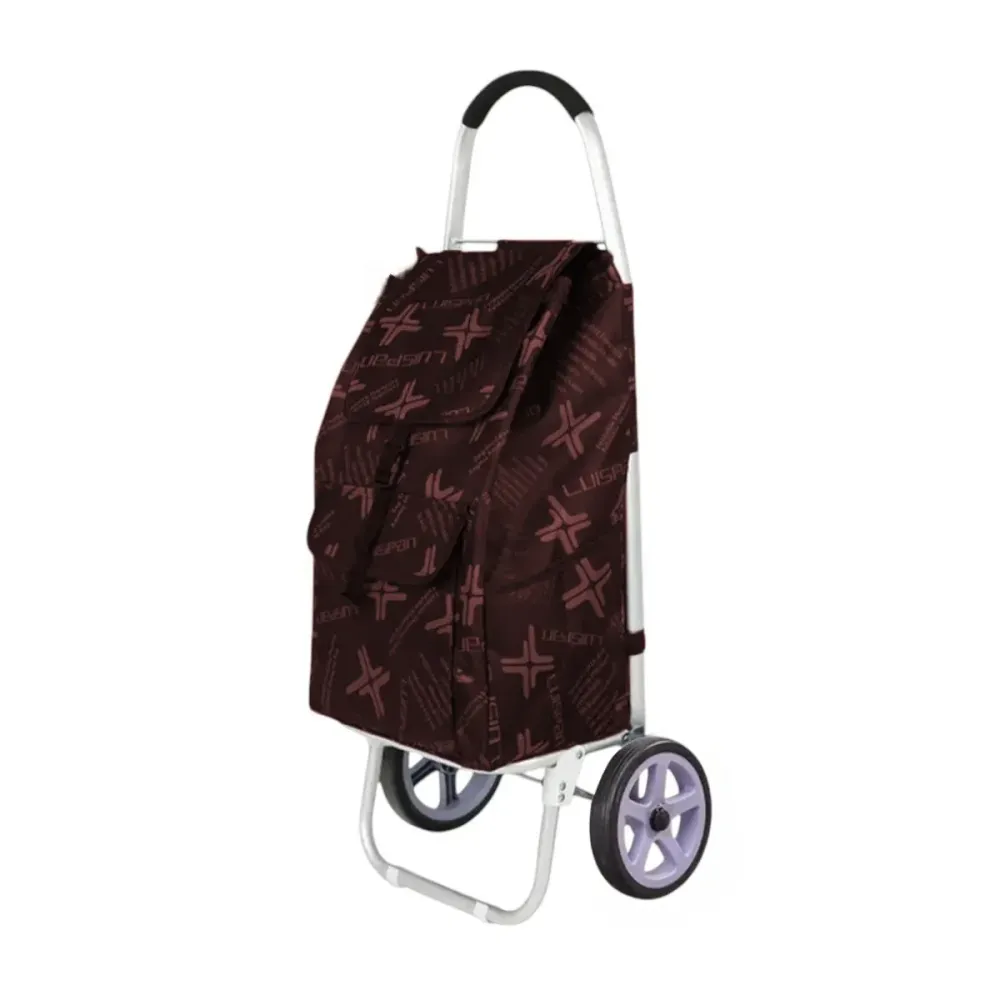 Carucior cumparaturi pliabil cu 2 roti rezistente si sac textil, detasabil cu 2 buzunare laterale, Naimeed D6872, capacita...