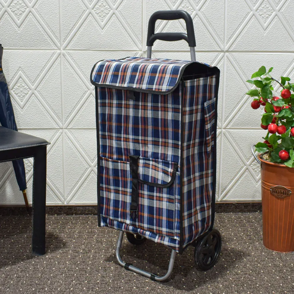 Carucior de piata pliabil, Naimeed D4945, 2 roti, 43 L, Albastru/Alb