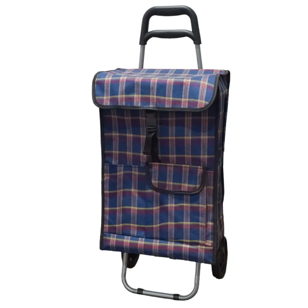 Carucior de piata pliabil, Naimeed D4945, 2 roti, 43 L, Albastru/Rosu