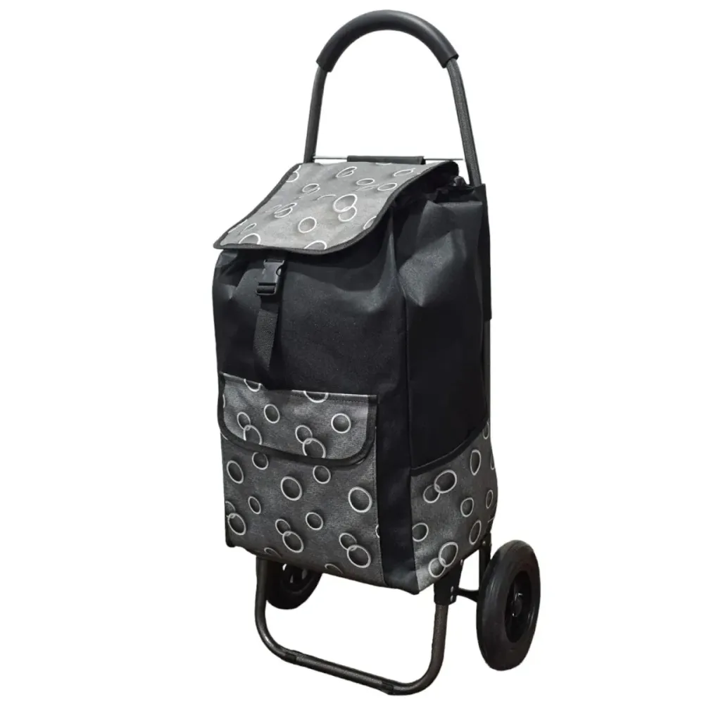 Carucior de piata pliabil, Naimeed D4947, 2 roti, 49 L, Negru/Alb