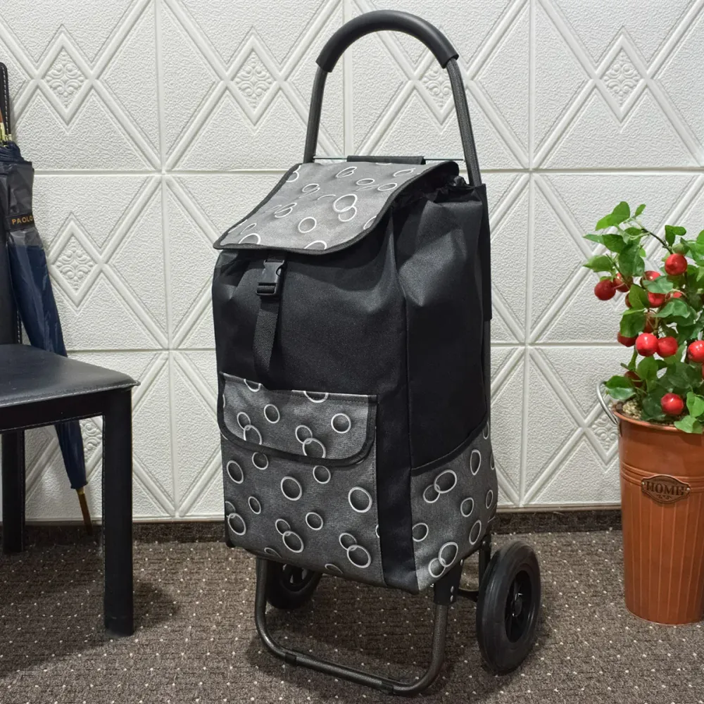 Carucior de piata pliabil, Naimeed D4947, 2 roti, 49 L, Negru/Alb