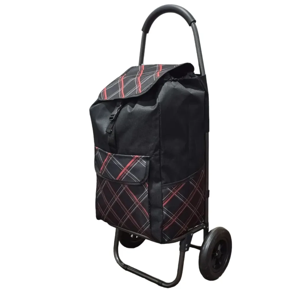 Carucior de piata pliabil, Naimeed D4947, 2 roti, 49 L, Negru/Rosu