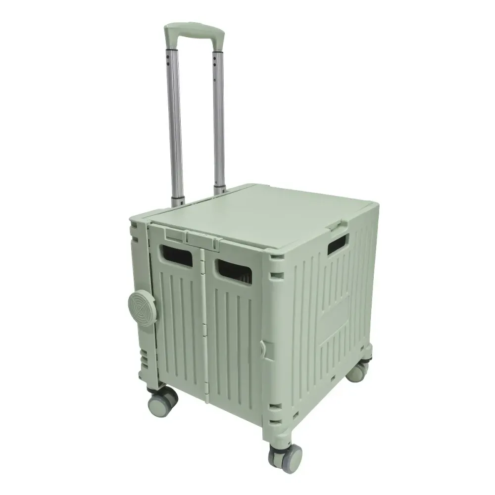 Carucior pliabil, Naimeed D5675, sistem blocare, maner extensibil, capac retractabil, 30 L, 39x35x48cm, Turcoaz