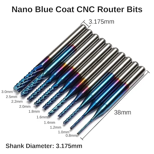 LUNYEE 40pcs End Mills CNC Router Bits, 1/8 Shank CNC Cutter Milling Carving Bit Set