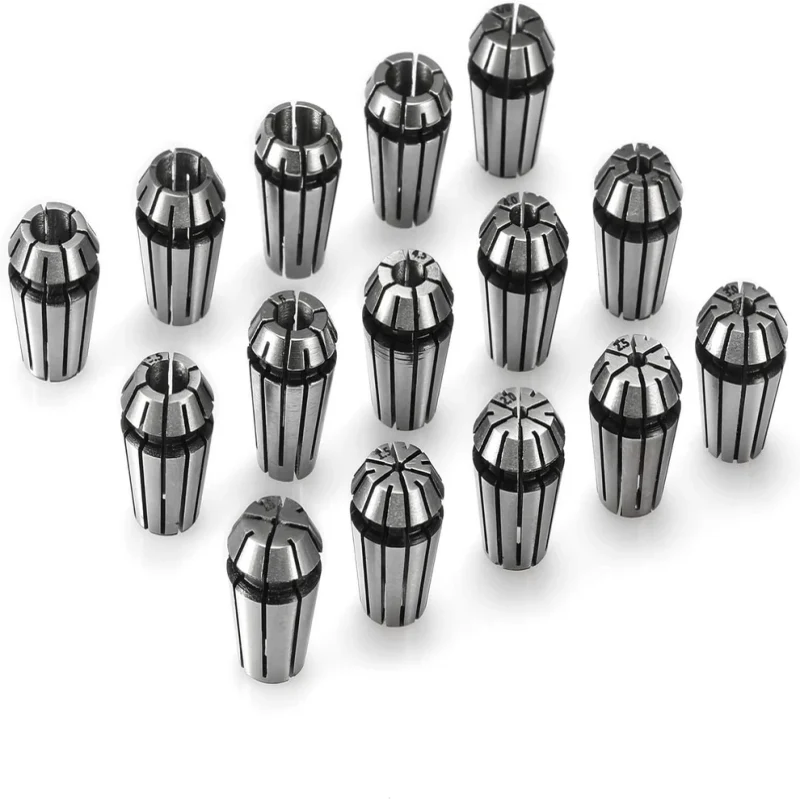 LUNYEE ER11 Spring Collet Set 1-7 mm 1/8 Inch 1/4 Inch CNC Clamping Device Engraving Machine Milling Lathe Tool Pack 15
