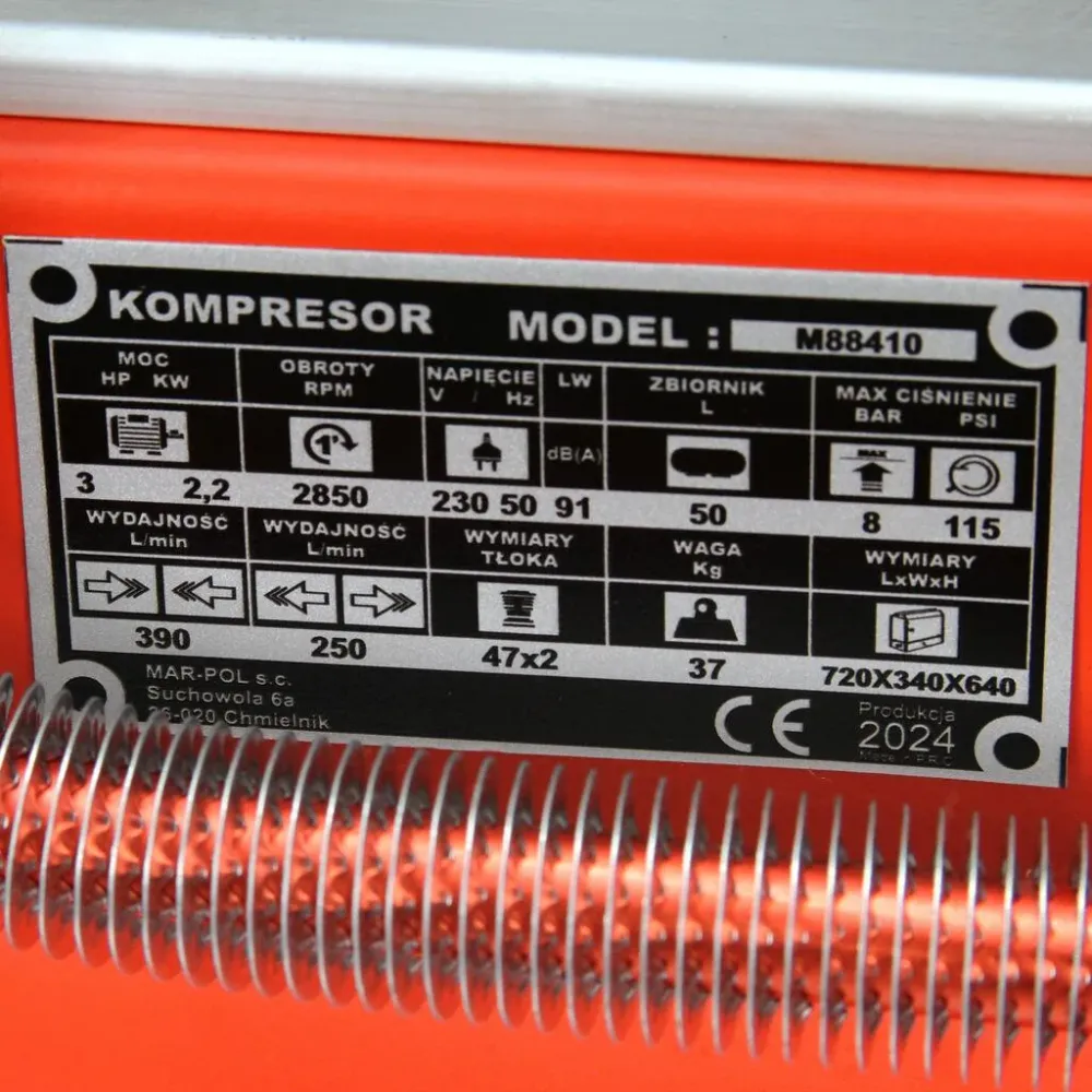 Compresor aer comprimat profesional, 50 litri, 2 pistoane, 390L/min 3HP
