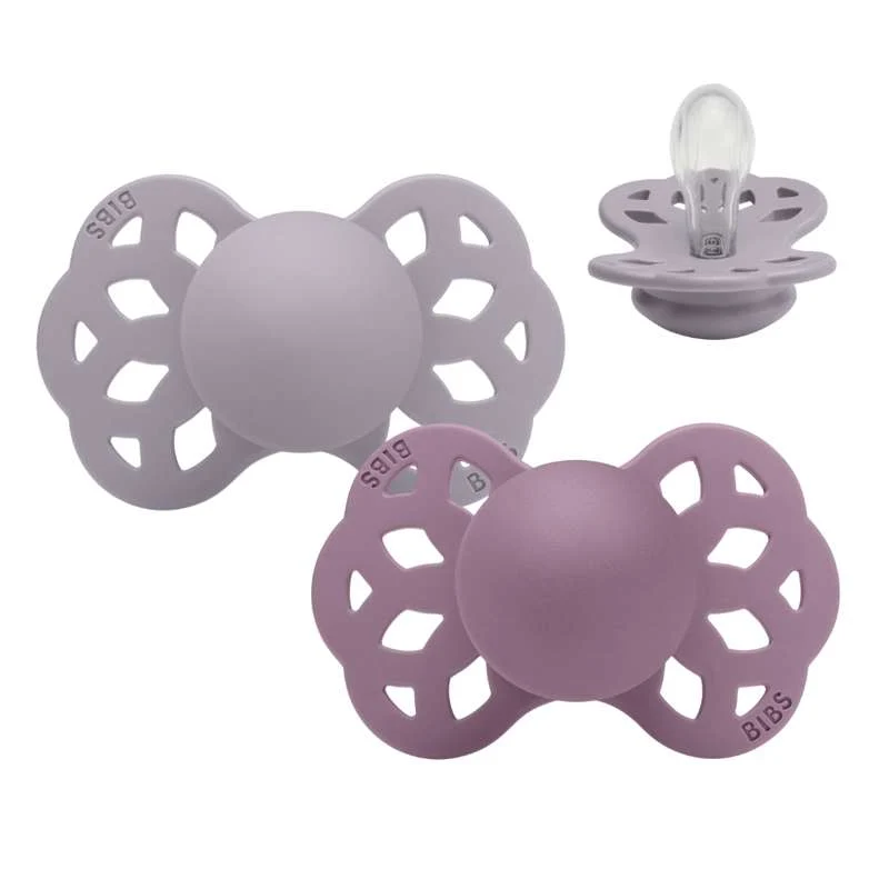 BIBS Symmetrisk Infinity Sut - 2-Pak - Str. 1 - Silikone - Fossil Grey/Mauve