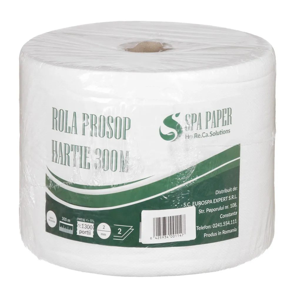 Rola prosop industriala Spa Paper,2 straturi ,alba, 300ml/rola