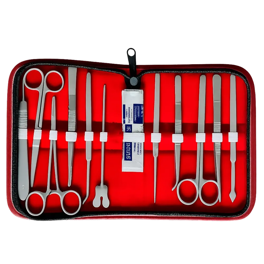 Trusa profesionala chirurgicala de disectie cu 11 instrumente si accesorii