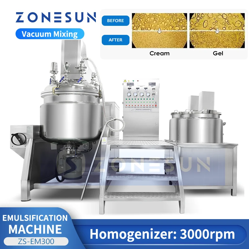 ZONESUN ZS-EM300 Vacuum Emulsifying Mixer Creams & Liquids