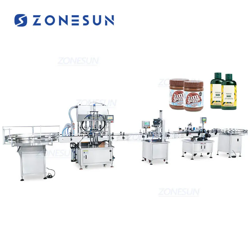 ZONESUN ZS-FAL180F2 Automat 4 capete servo-piston pompă sirop de unt de arahide pastă de umplutură linia de producție