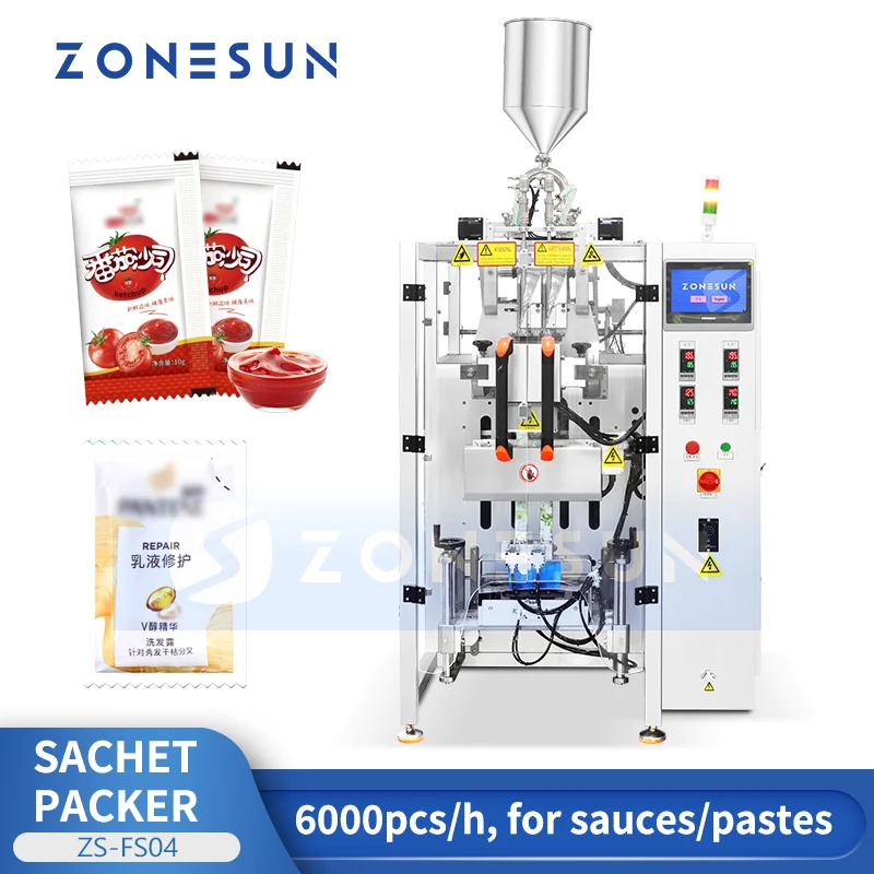 Zonesun ZS-FS04 Dual Lanes Sachet Paste Filling Sealing Machine VFFS Packing Equipment