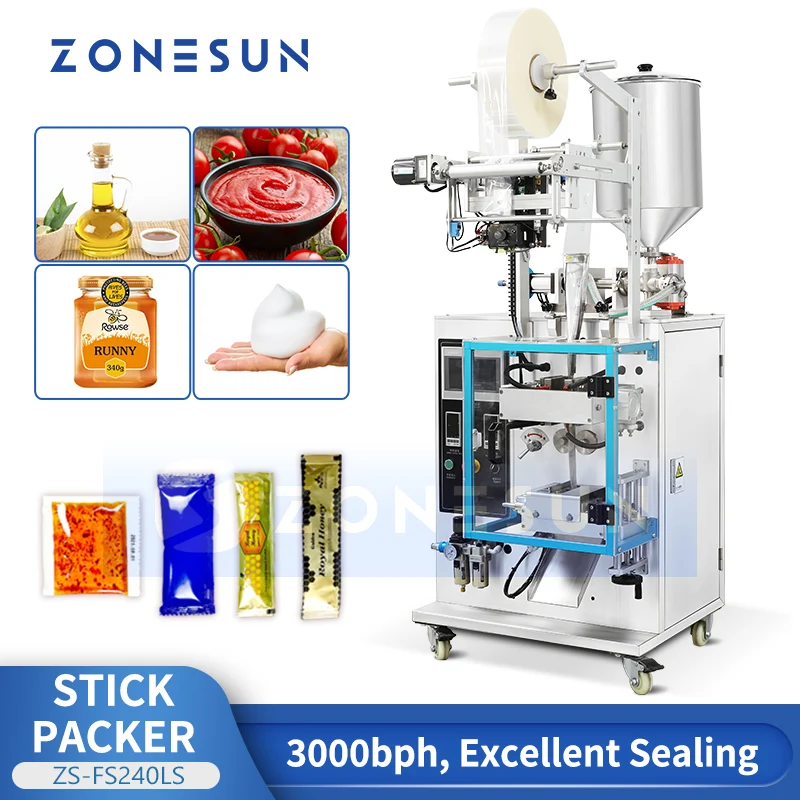 ZONESUN ZS-FS240LS Paste Sachet Packing Machine Mixing & Heating Hopper