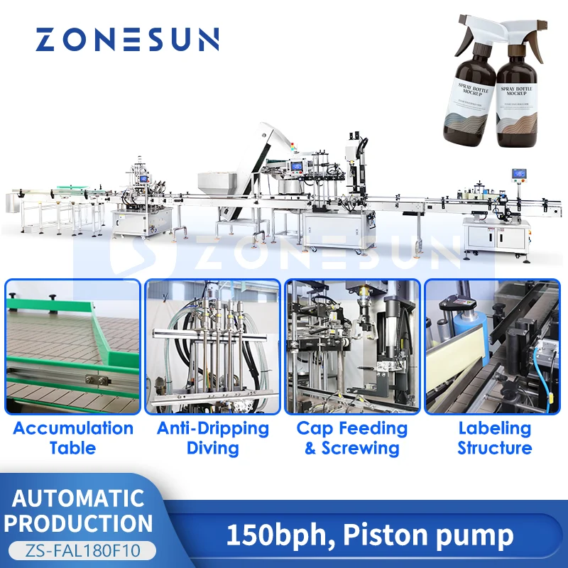 ZONESUN ZS-FAL180F10 Trigger Spray Bottling Production Line