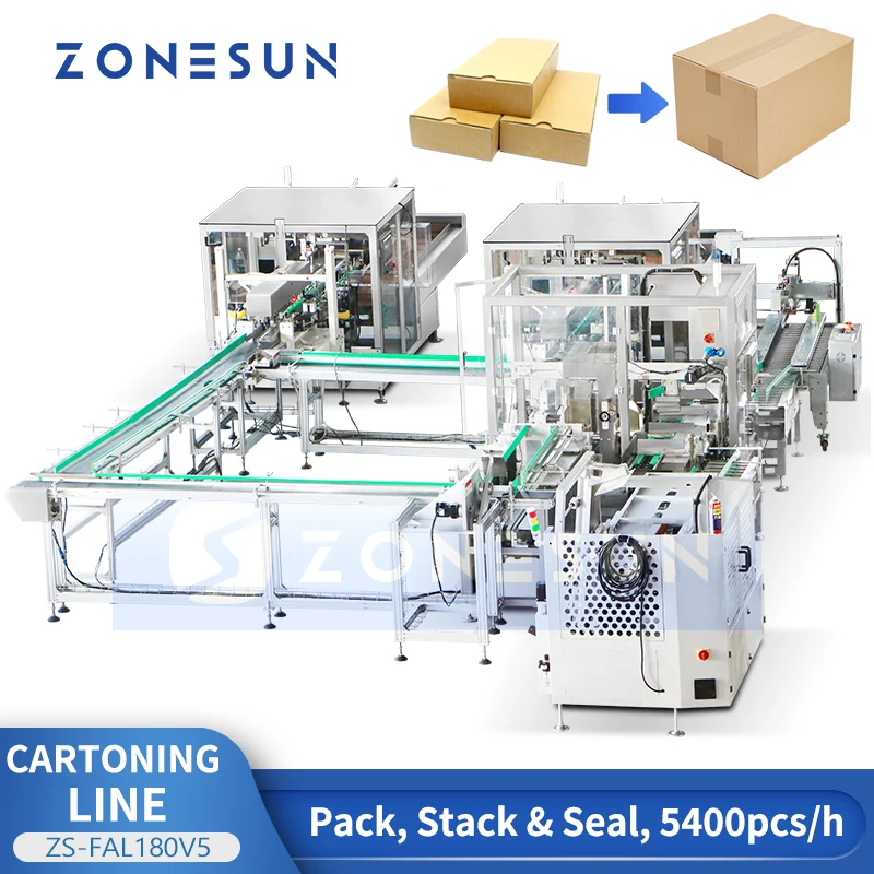 ZONESUN ZS-FAL180V5 Integrated Cartoning, Case Packing & Sealing Line