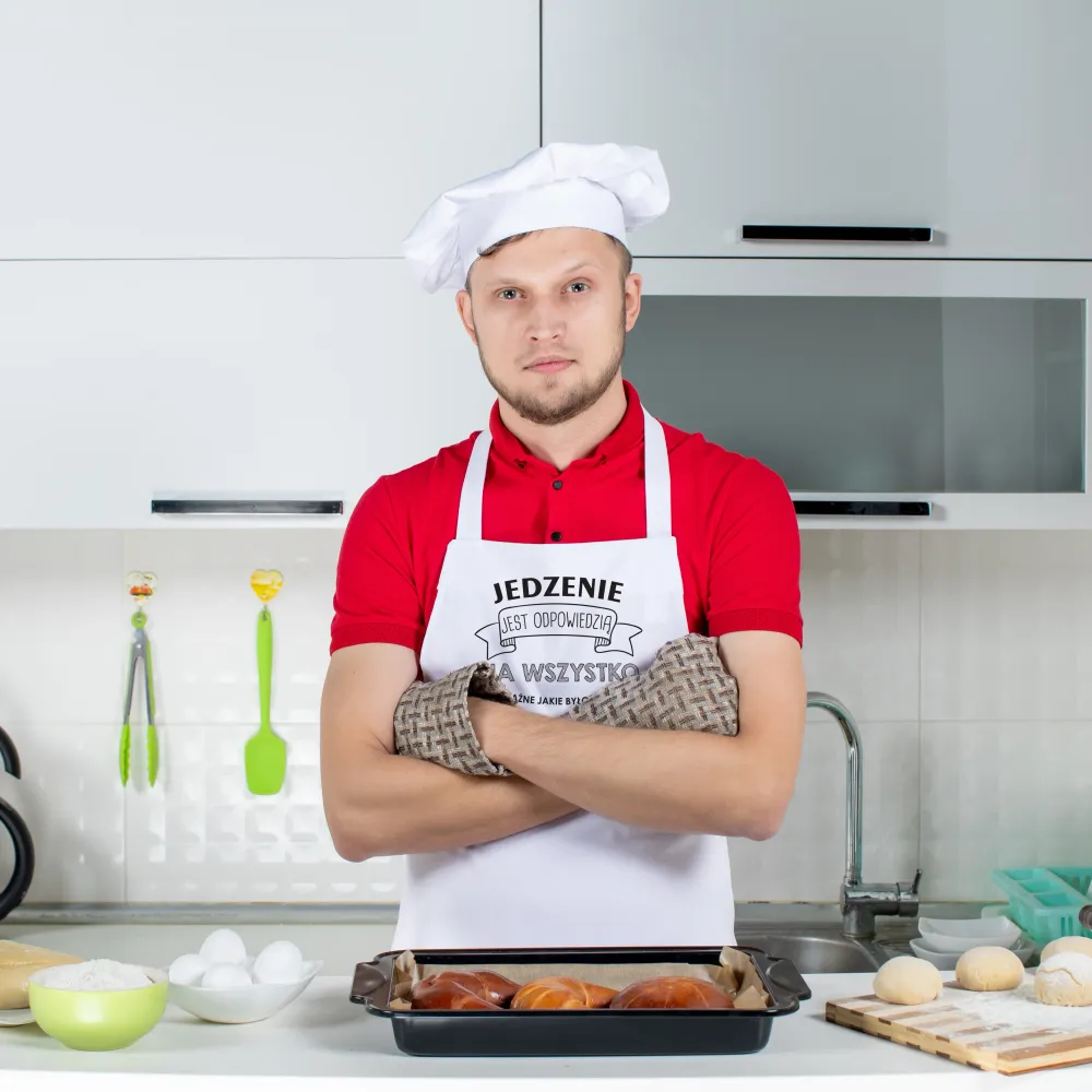 Șorț din bumbac imprimat - Mâncarea este răspunsul la toate