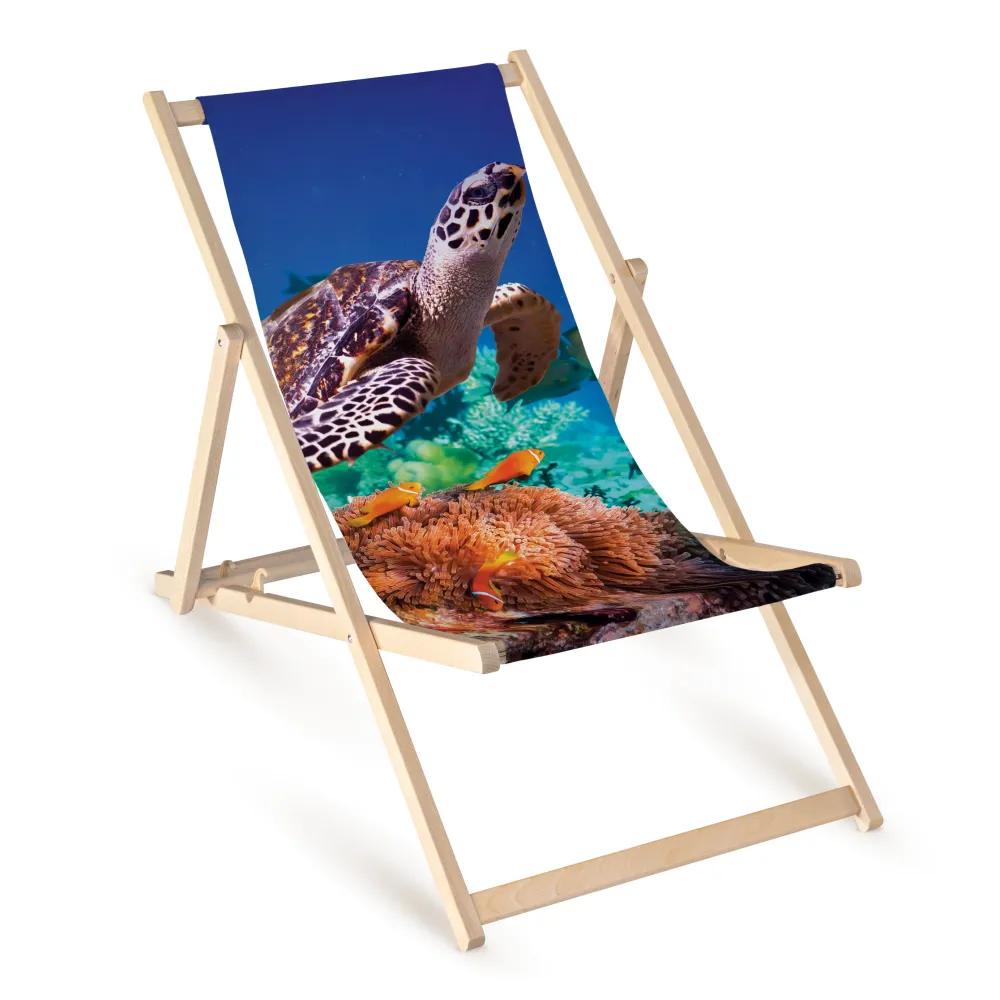 Șezlong din lemn cu imprimare RAFA Turtle