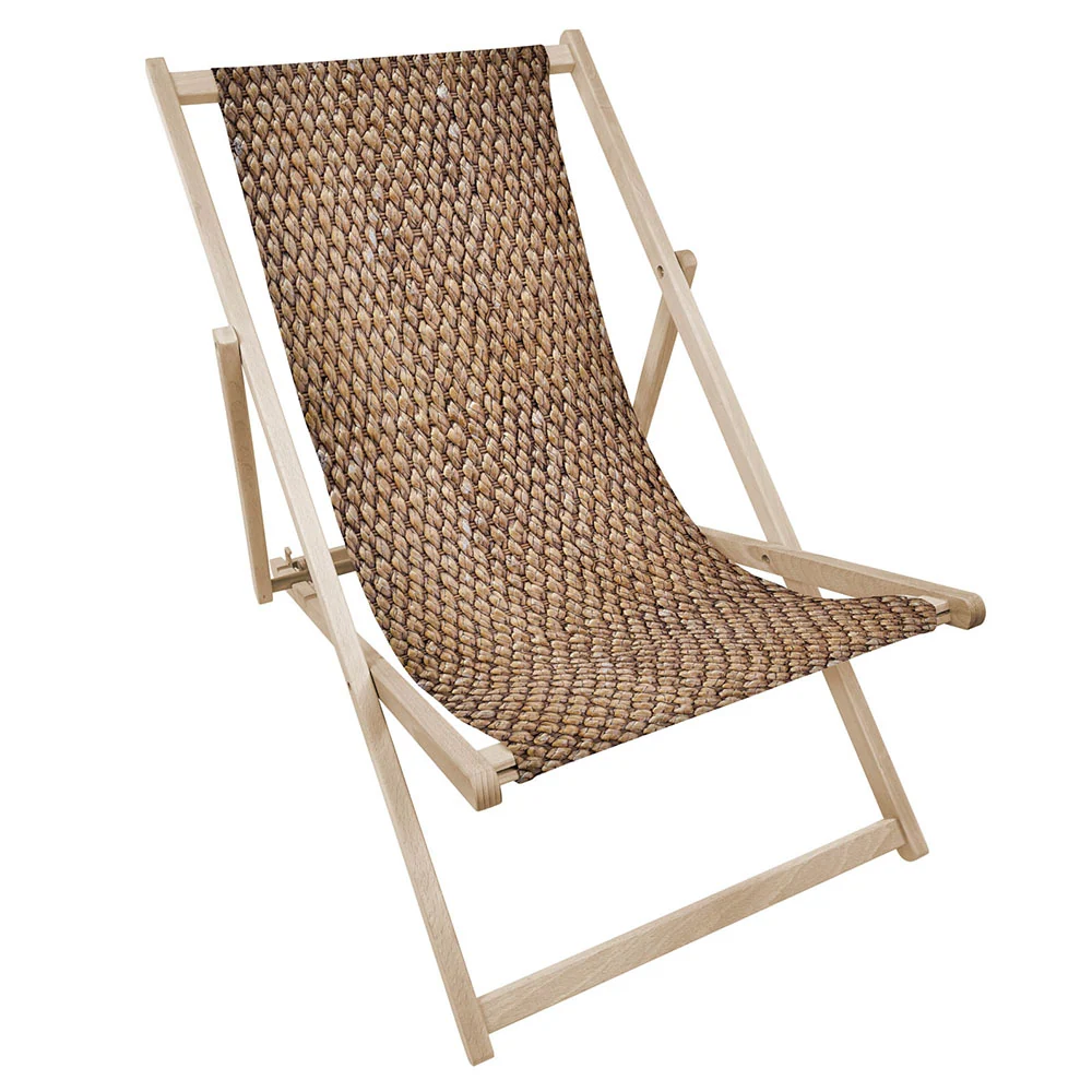 Șezlong din lemn cu imprimeu Wicker