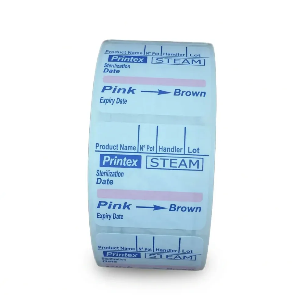 Set etichete dublu adezive, Printex, sterilizare abur, rola 500 bucati