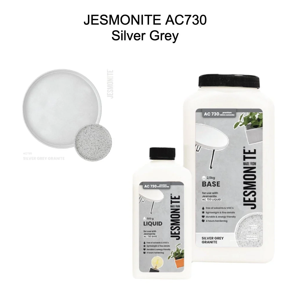 Jesmonite AC730 DUO SET 500ml + 2.5kg Silver Grey