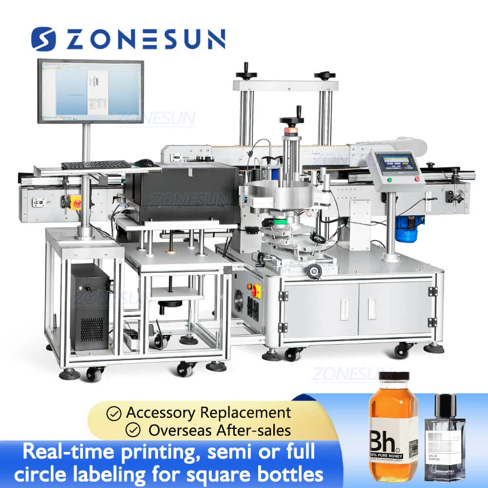 ZONESUN ZS-TB162PO Etichetă de imprimare în timp real în timp real Mașă de etichetare pachetului pătrat pentru înveliș pen...