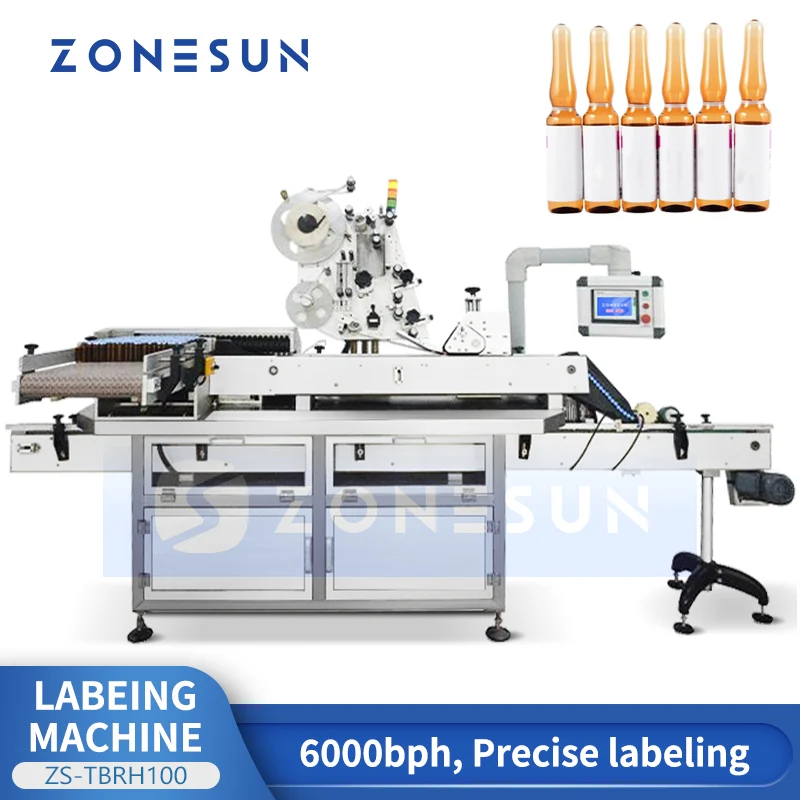 ZONESUN ZS-TBRH100 Horizontal Tube Labeling Machine Vials & Cosmetic Bottles