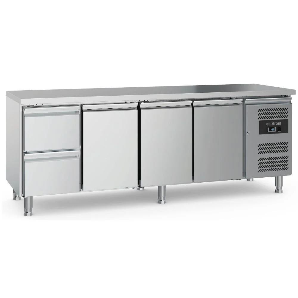 Masa refrigerata inox cu 3 usi, si 2 sertare, temp. +2 / +8 °C