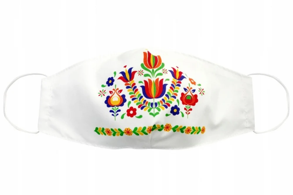 Mască imprimată - FOLK FLOWERS