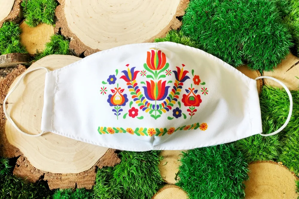 Mască imprimată - FOLK FLOWERS