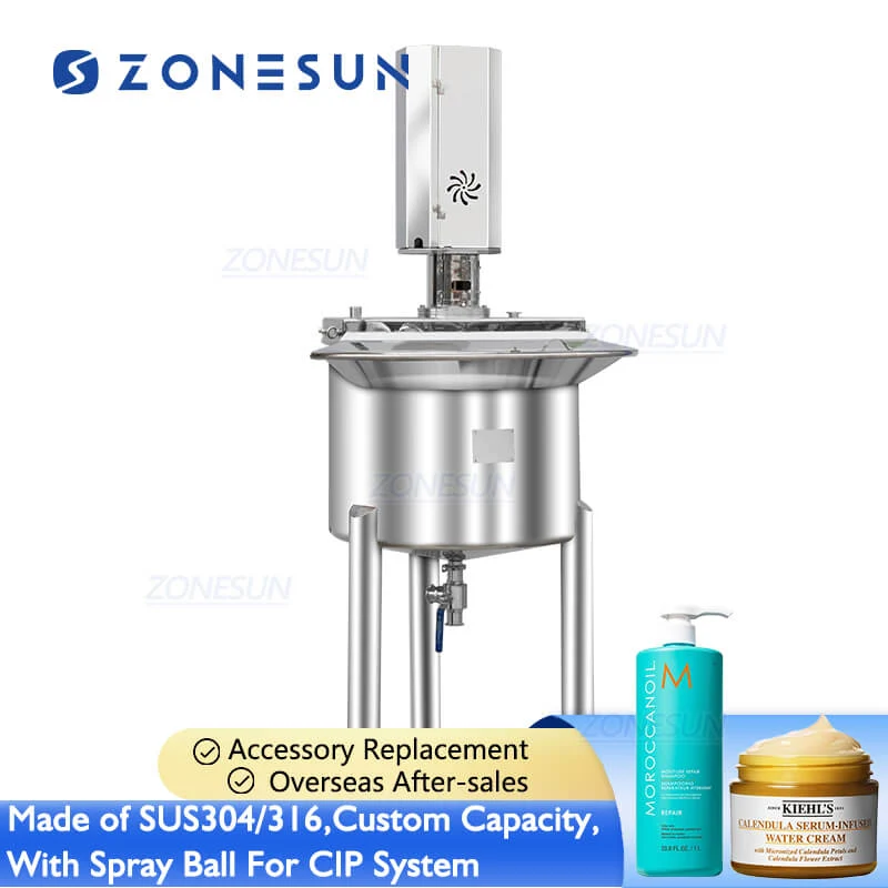 ZONESUN ZS-MB320L Rezervor de amestecare din oțel inoxidabil 304 cu capacitate personalizată cu agitator pentru produse co...