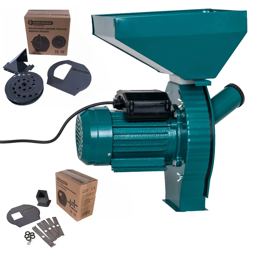 Moara cereale si stiuleti cuva mare Gospodarul Profesionist GP-2 - 3900W, 320 kg/h, 3000rpm + accesoriu furaje, fructe si...