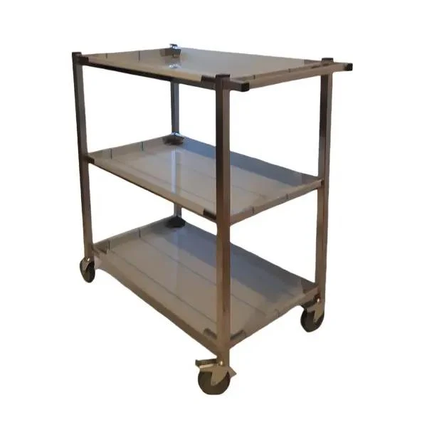 Carucior transport alimente, din inox, cu 3 blaturi