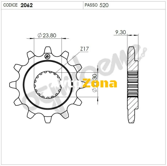 Angrenaj față (pinion) TROFEO 362062Z12