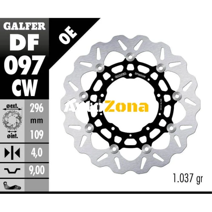 Disc de frână față Galfer WAVE FLOATING COMPLETE (C. ALU.) 296x4mm DF097CW