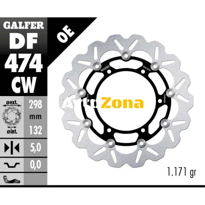 Disc de frână față Galfer WAVE FLOATING COMPLETE (C. ALU.) 298x5mm DF474CW