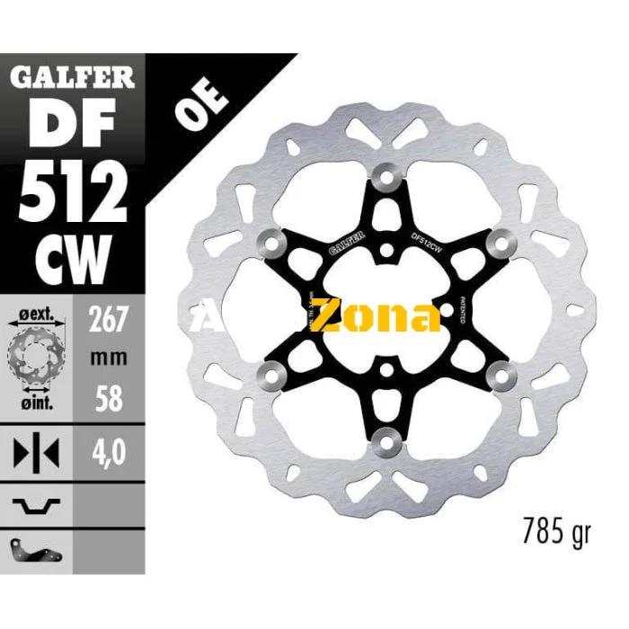 Disc de frână față Galfer WAVE FLOATING COMPLETE (C. ALU.) 267x4mm DF512CW