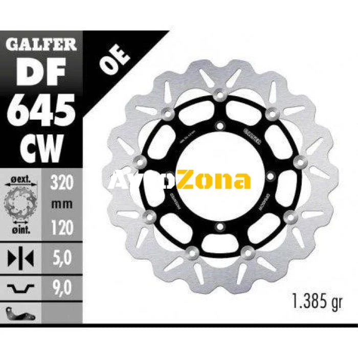 Disc de frână față Galfer WAVE FLOATING COMPLETE (C. ALU.) 320x5mm DF645CW