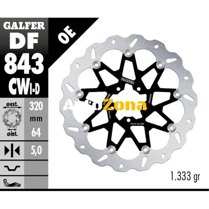 Disc de frână față Galfer WAVE FLOATING COMPLETE (C. ALU.) 320x5mm DF843CWI