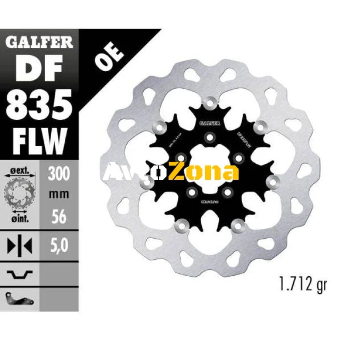 Disc de frână față Galfer WAVE FLOATING (C. STEEL) 300x5mm DF835FLW