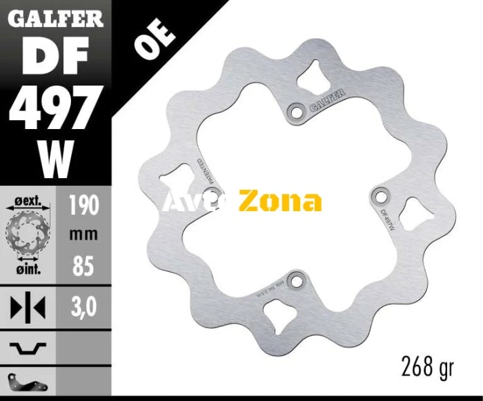 Disc de frână spate Galfer WAVE FIXED DISC WAVE FIXED 190x3mm DF497W