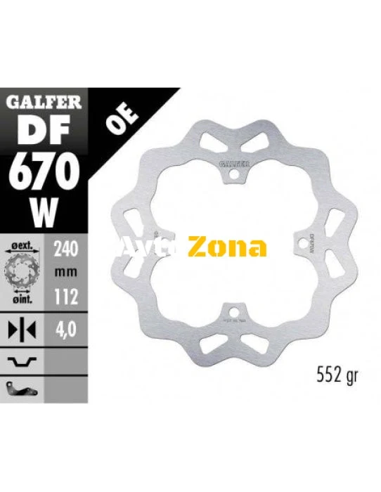 Disc de frână spate Galfer WAVE FIXED DISC WAVE FIXED 240x4mm DF670W
