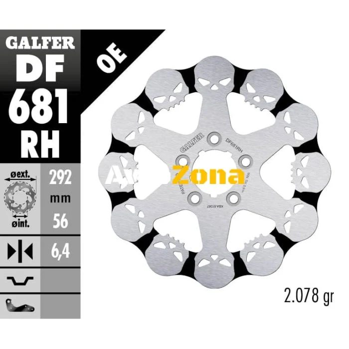 Disc spate cu spițe Galfer WAVE SKULL DESIGN FIXED 292x6.4mm DF681RH