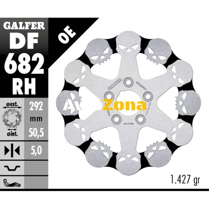 Disc spate cu spițe Galfer WAVE SKULL DESIGN FIXED 292x5mm DF682RH